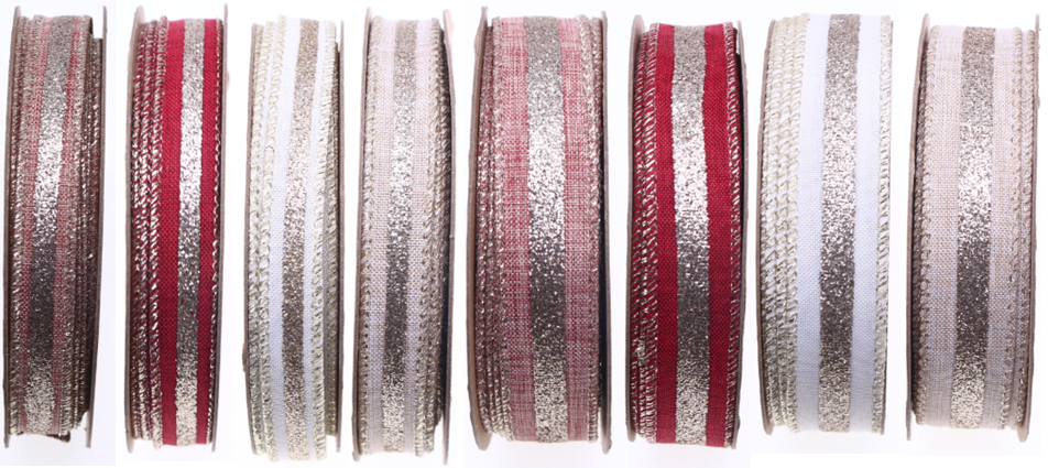 Glitter Stripe Faux Burlap ribbon