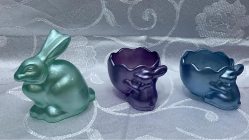 Iridescent Easter Bunny and Eggshell Decorations