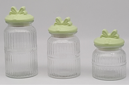 Ribbed Glass Jars with Ceramic Bunny Ear Lids