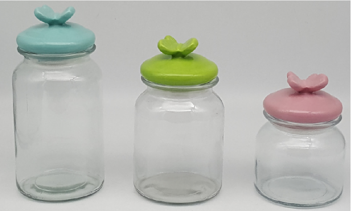 Ribbed Glass Jars with Ceramic Bunny Ear Lids