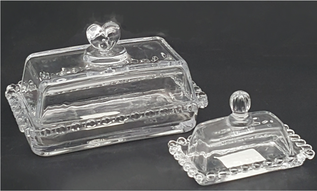 Glass Butter Dish with Handle Cover