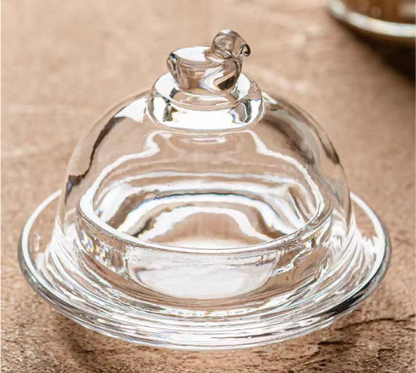Glass Butter Dish with Bird-shaped Handle