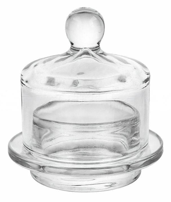 Round Glass Butter Dish with Dome Lid