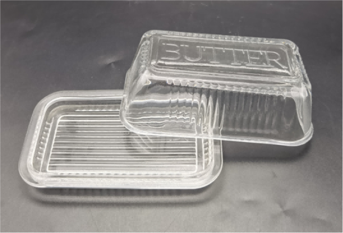 Glass Butter Dish with Butter Embossed Wording Lid
