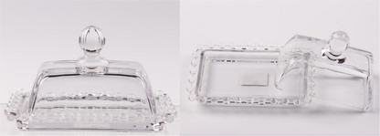 Glass Butter Dish with Pearl-style Rim