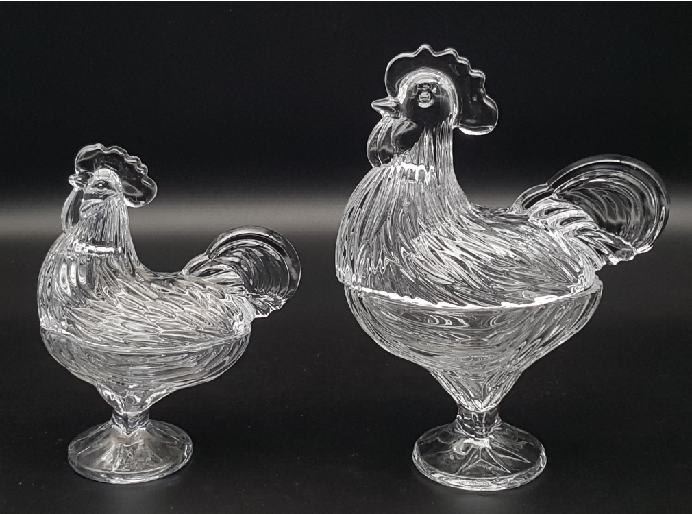 Glass Rooster Covered Dish