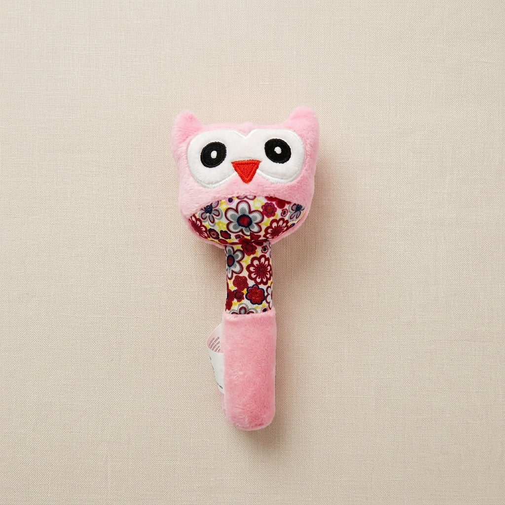 Hand Rattle - Owl (Pink)