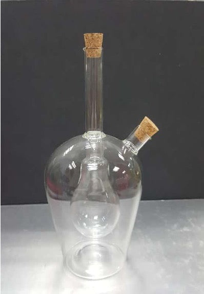 2-in-1 Glass Oil and Vinegar Dispenser Cruets with Cork Stoopers