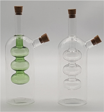 2-in-1 Glass Oil and Vinegar Dispenser Cruets with Cork Stoopers