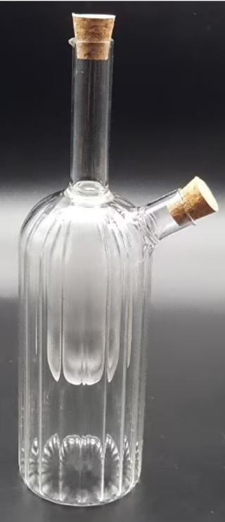 2-in-1 Glass Oil and Vinegar Dispenser Cruets with Cork Stoopers