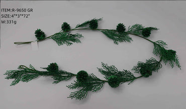 Artificial Cedar Garland with Pinecones
