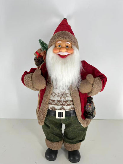 Santa Claus holding Gift Bag and Lamp