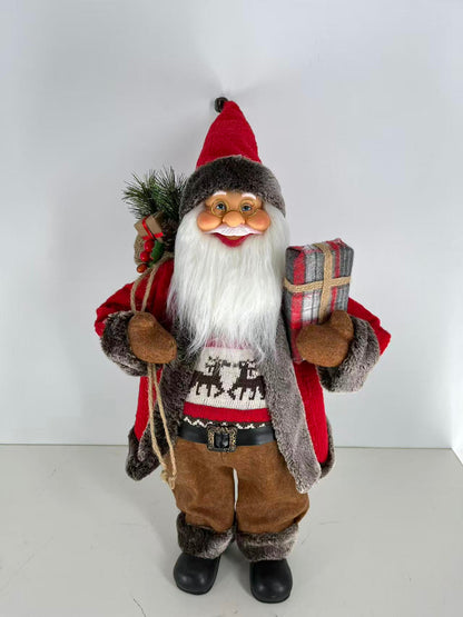 Santa Claus holding Present and Gift Bag