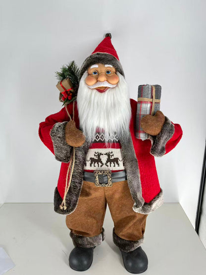 Santa Claus holding Present and Gift Bag