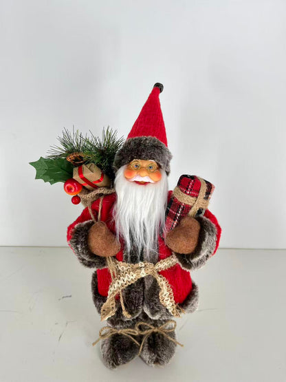 Santa Claus holding Present and Gift Bag