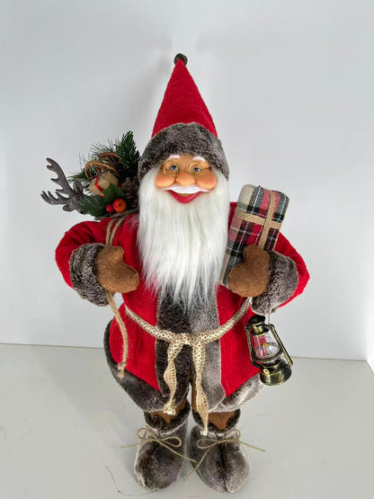 Santa Claus holding Present and Gift Bag