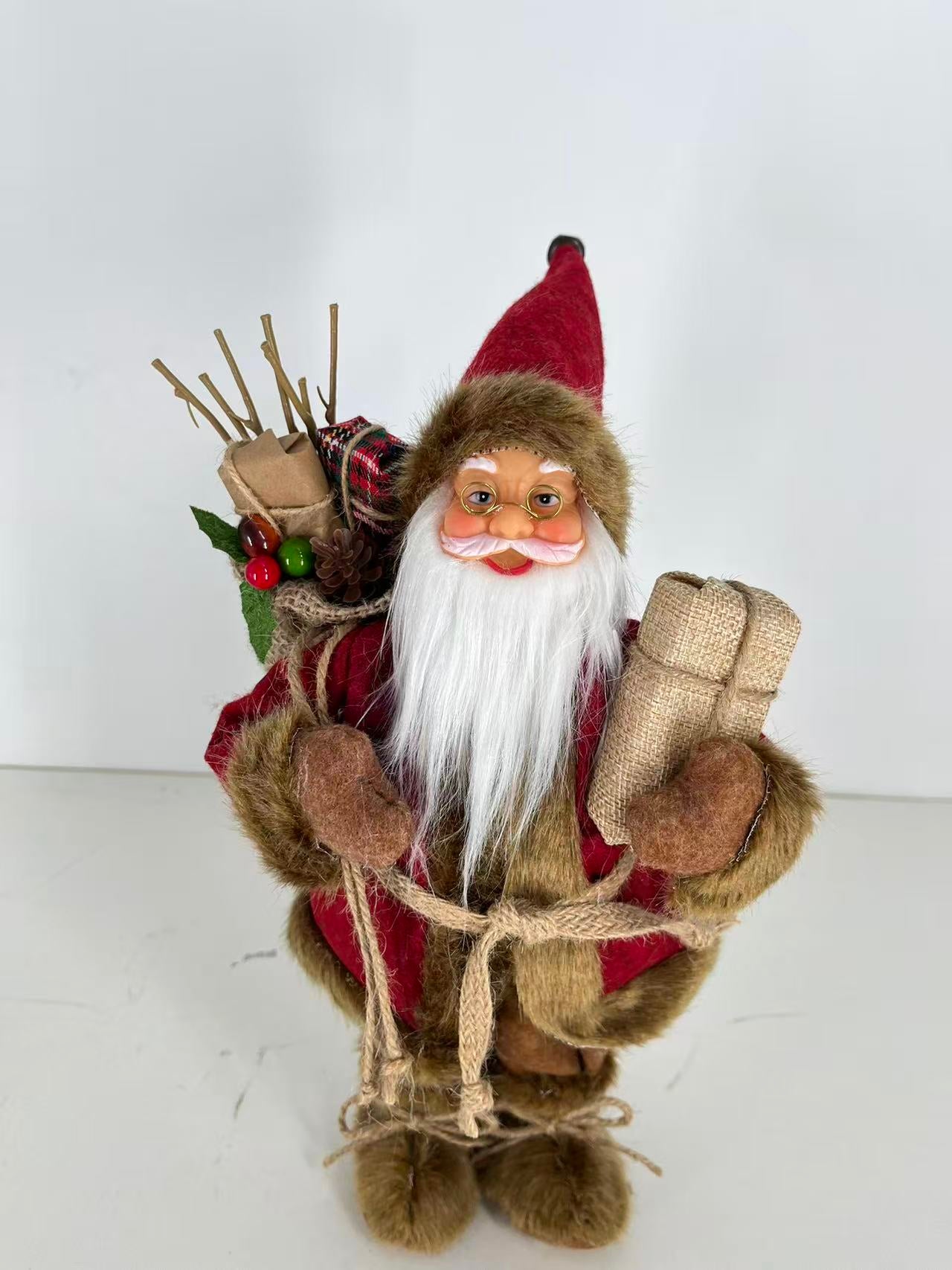 Santa Claus holding Present and Gift Bag