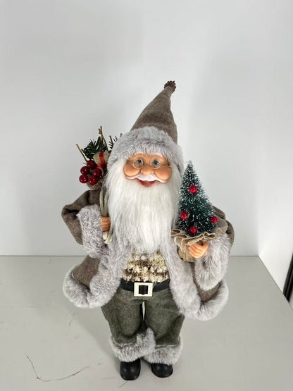 Santa Claus holding Gift Bag and Christmas Tree