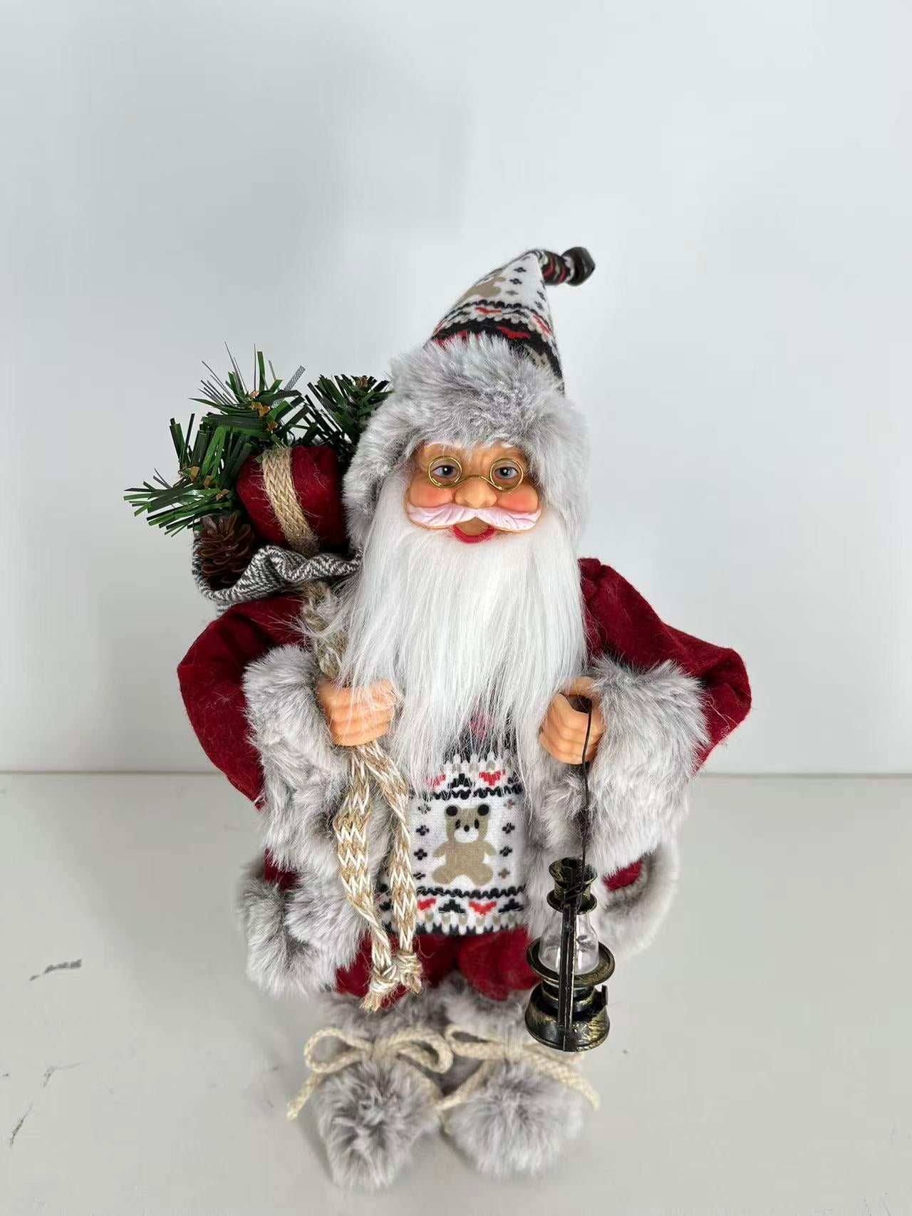 Santa Claus holding Gift Bag and Lamp