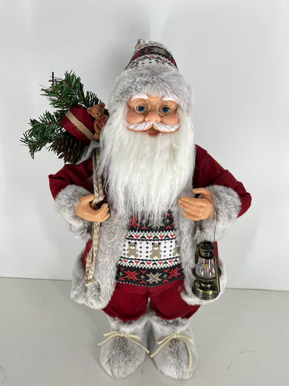 Santa Claus holding Gift Bag and Lamp