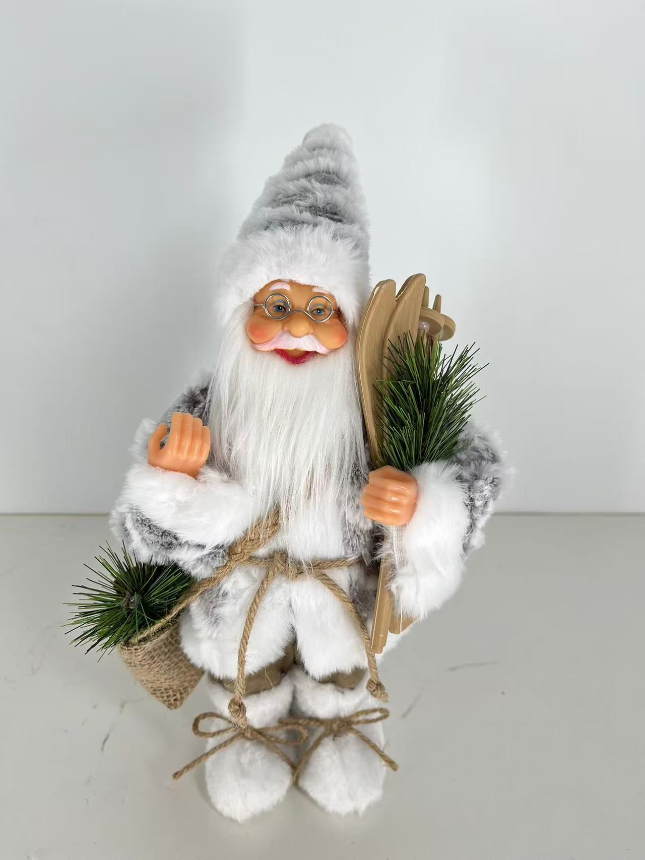 Santa Claus with Crossbody Bag and Skiing Gear