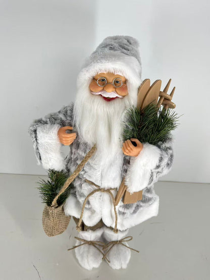 Santa Claus with Crossbody Bag and Skiing Gear
