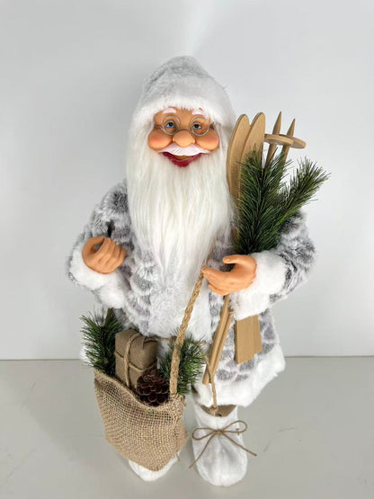 Santa Claus with Crossbody Bag and Skiing Gear