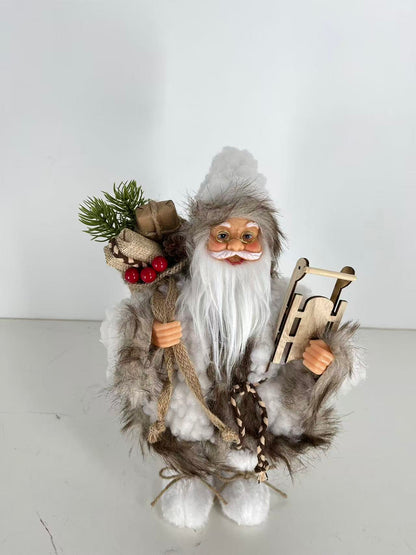 Santa Claus holding Gift Bag and Sleigh