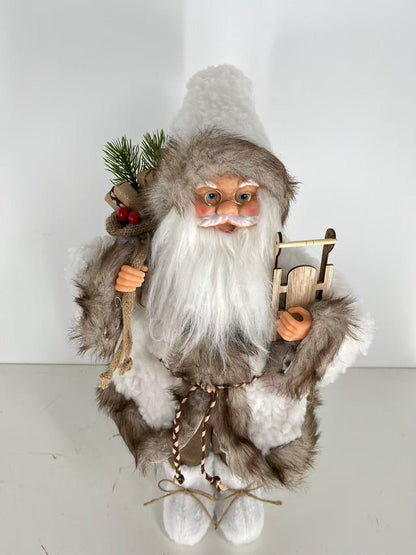 Santa Claus holding Gift Bag and Sleigh