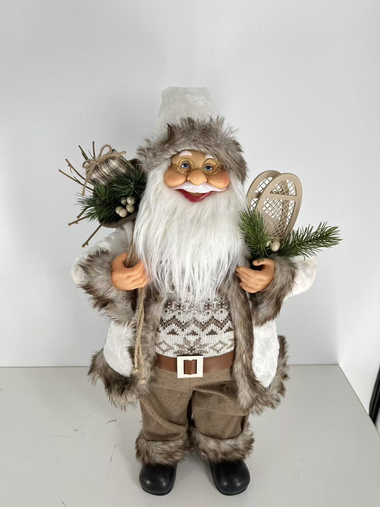 Santa Claus holding Racket and Gift Bag