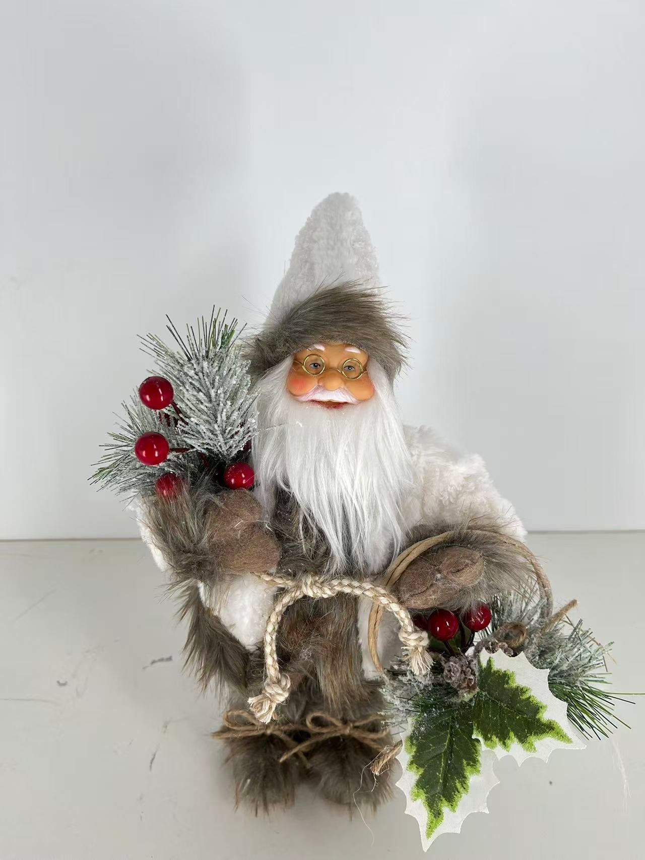 Santa Claus holding Christmas Tree and Gift Basket