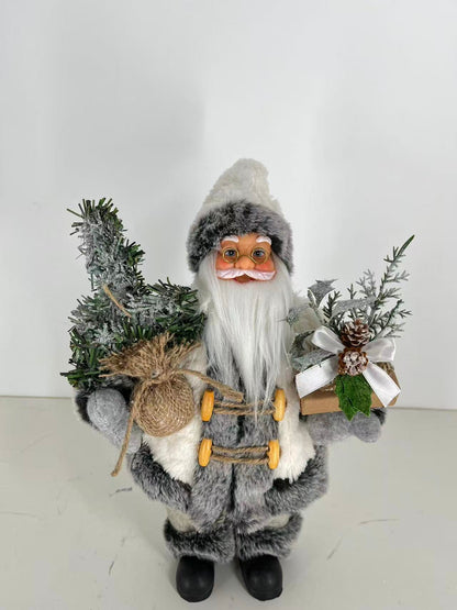 Santa Claus holding Linen Bag and Present