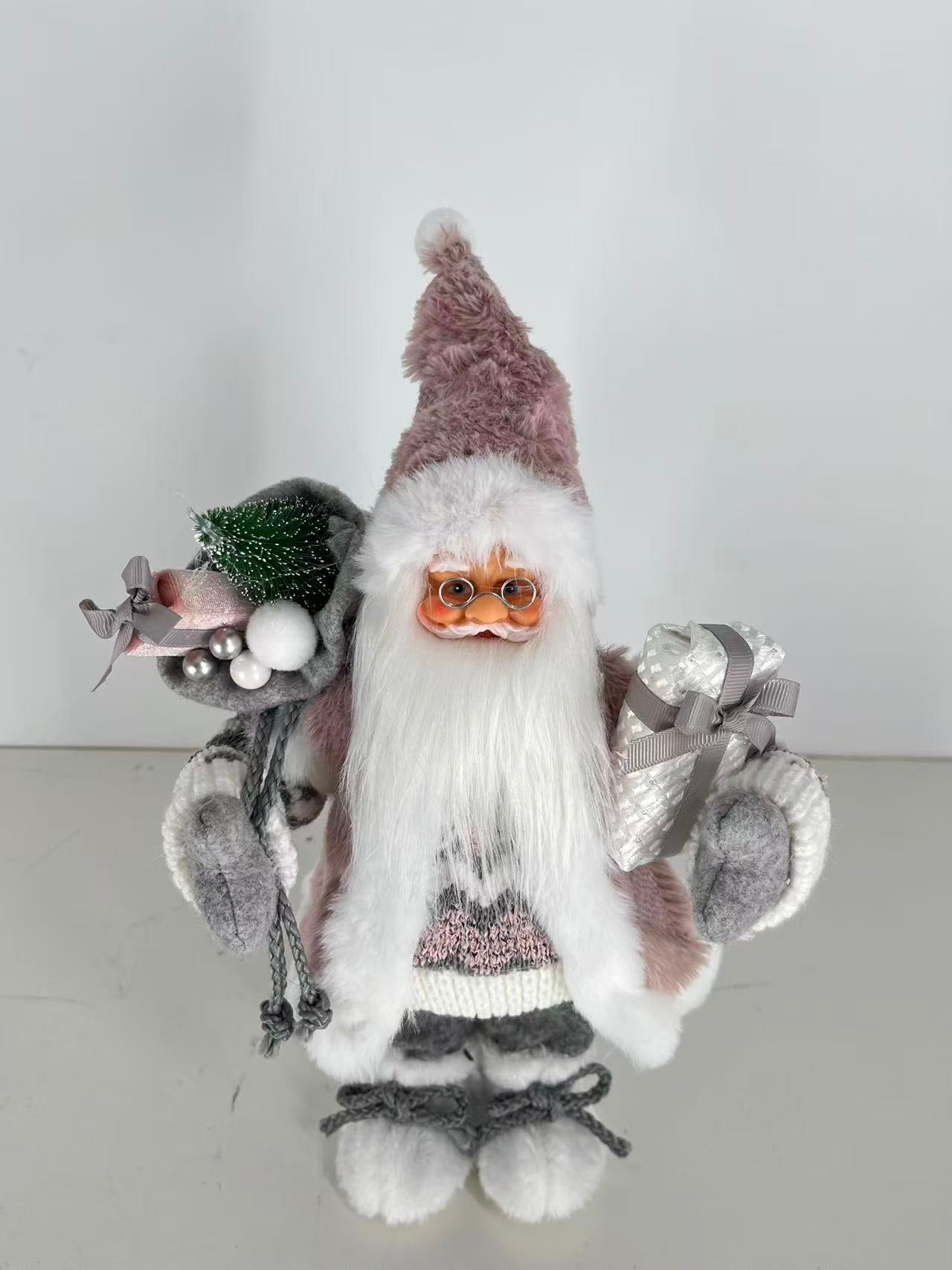 Santa Claus holding Present and Gift Bag