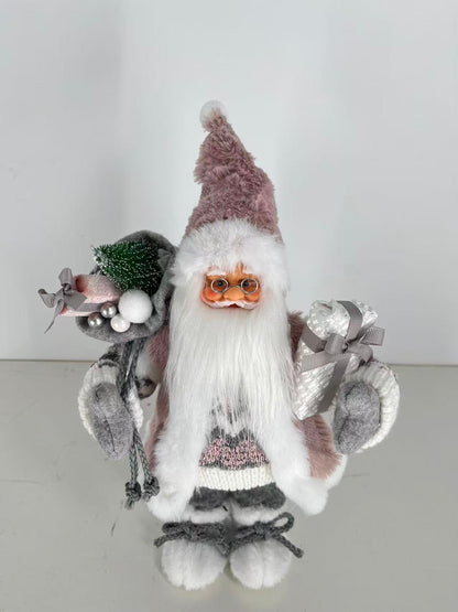 Santa Claus holding Present and Gift Bag