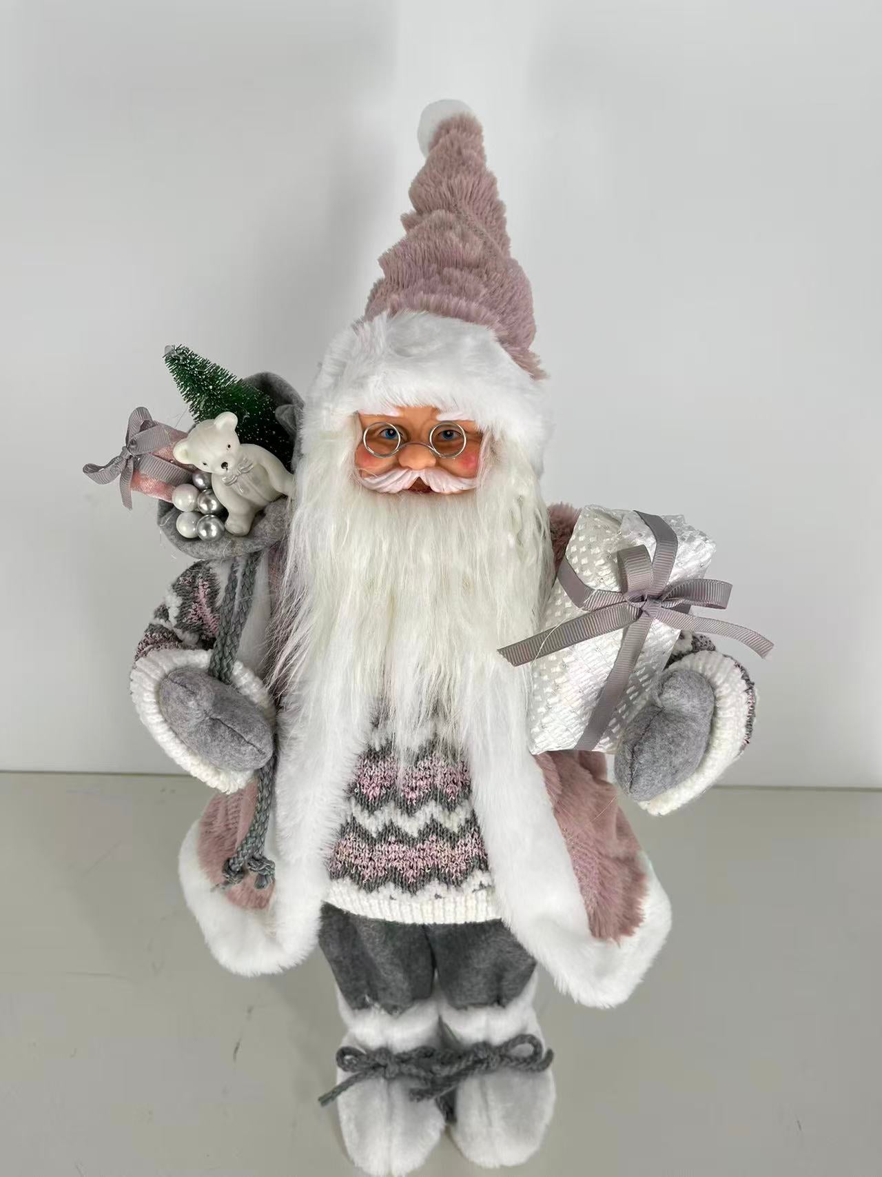 Santa Claus holding Present and Gift Bag