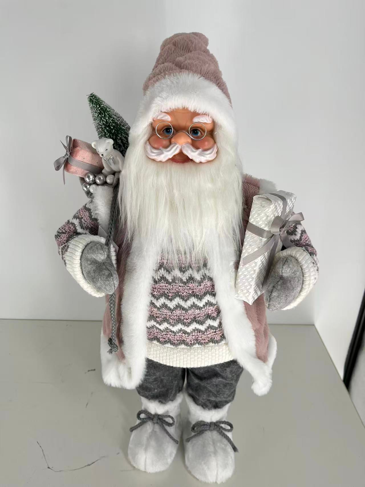 Santa Claus holding Present and Gift Bag