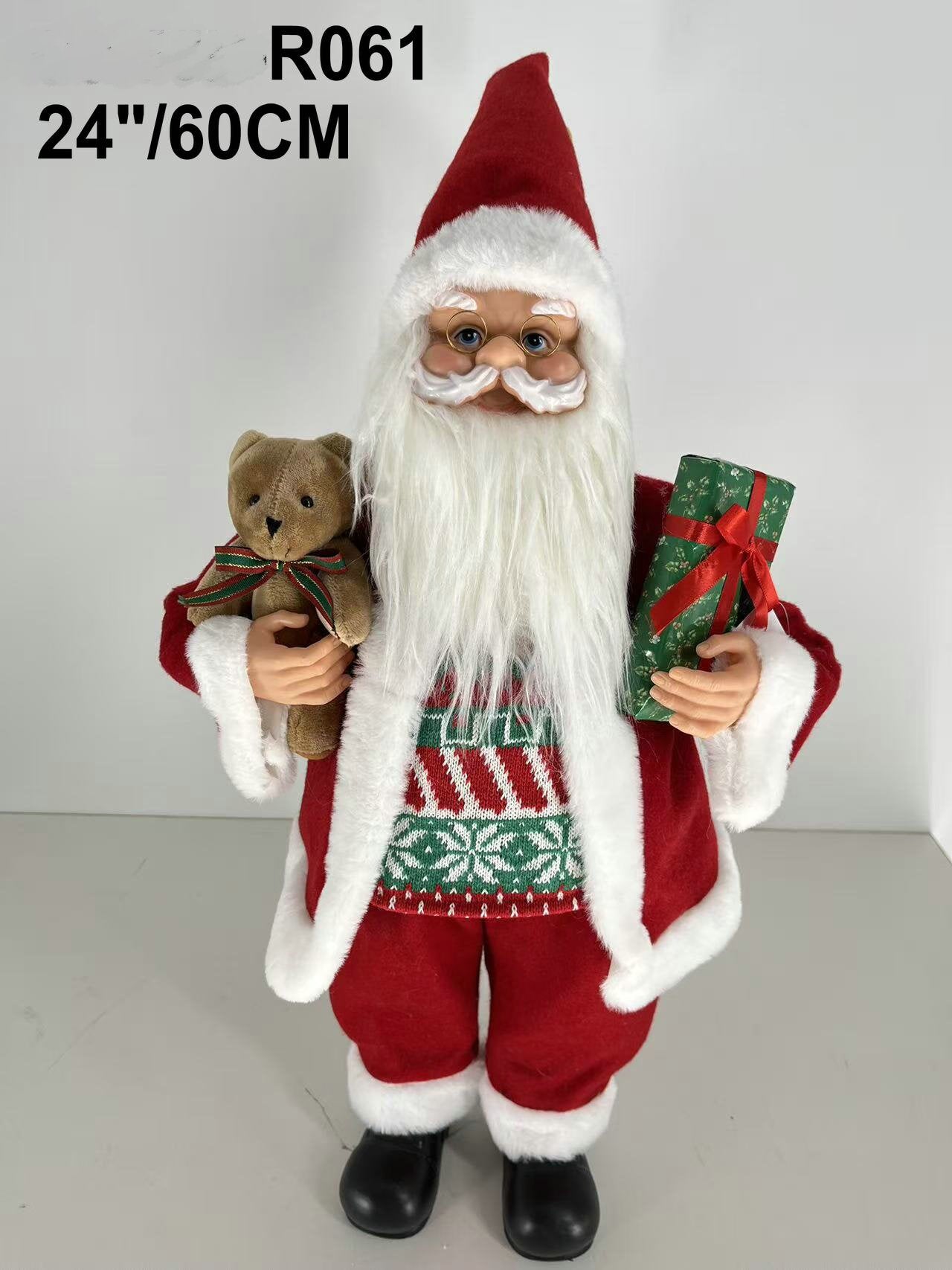 Santa Claus holding Teddy Bear and Present