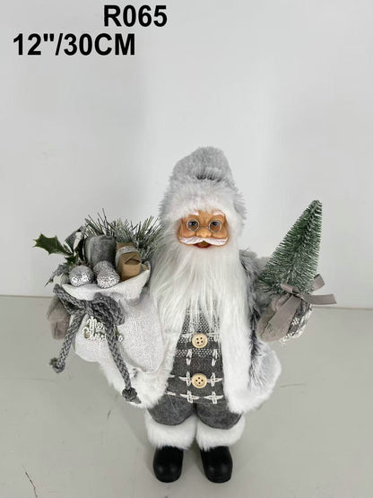 Santa Claus holding Christmas Tree and Gift Bag
