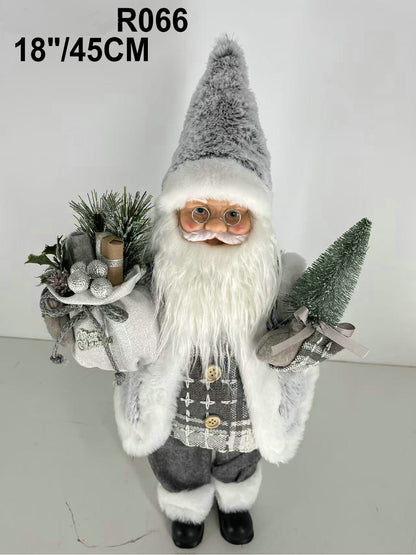 Santa Claus holding Christmas Tree and Gift Bag
