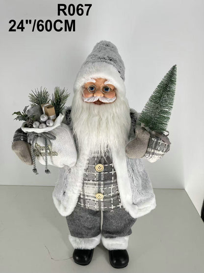 Santa Claus holding Christmas Tree and Gift Bag