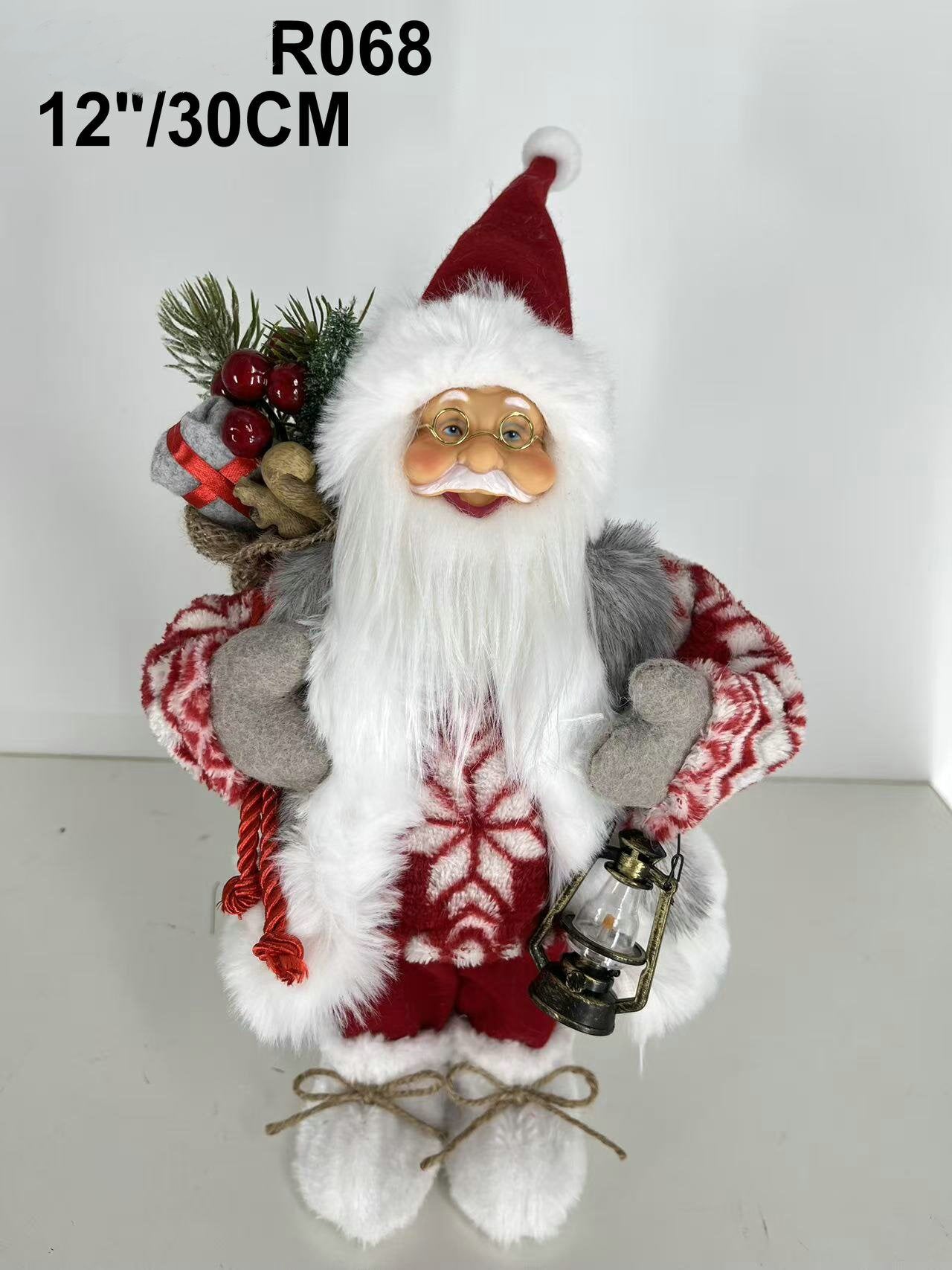 Santa Claus holding Gift Bag and Lamp