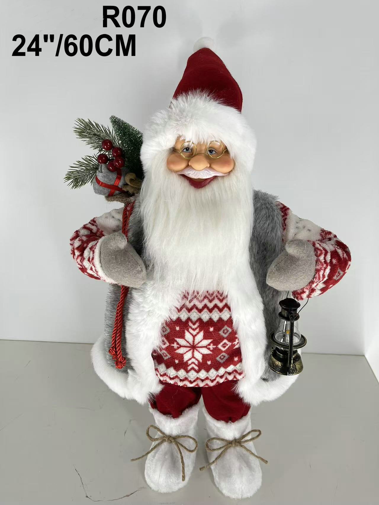 Santa Claus holding Gift Bag and Lamp