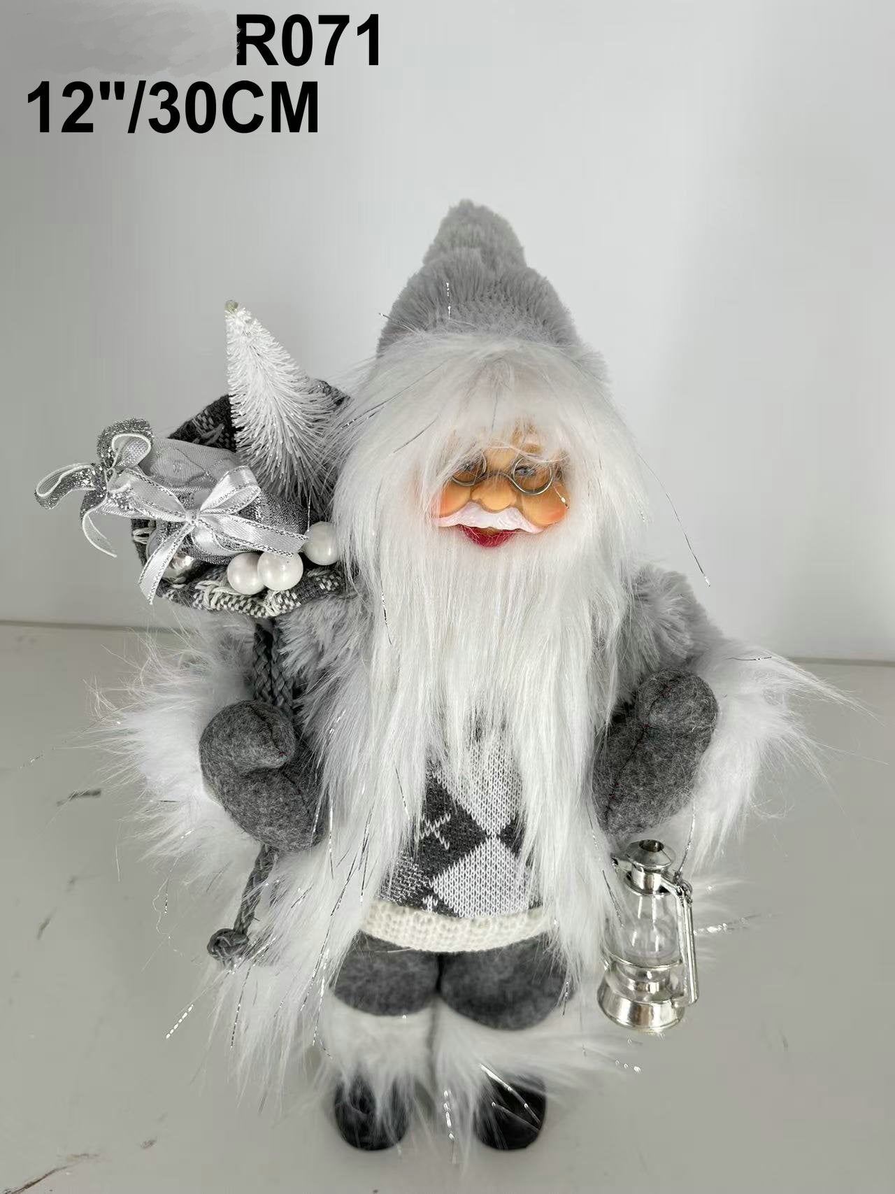 Santa Claus holding Gift Bag and Lamp