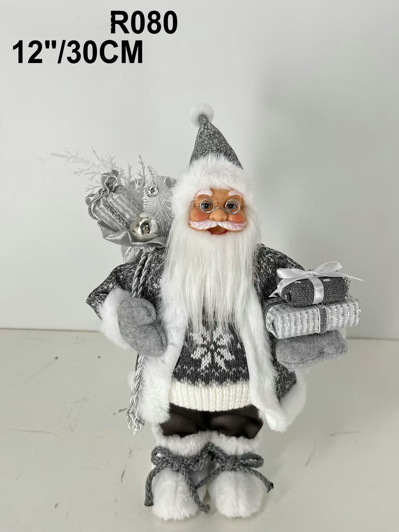 Santa Claus holding Present and Gift Bag