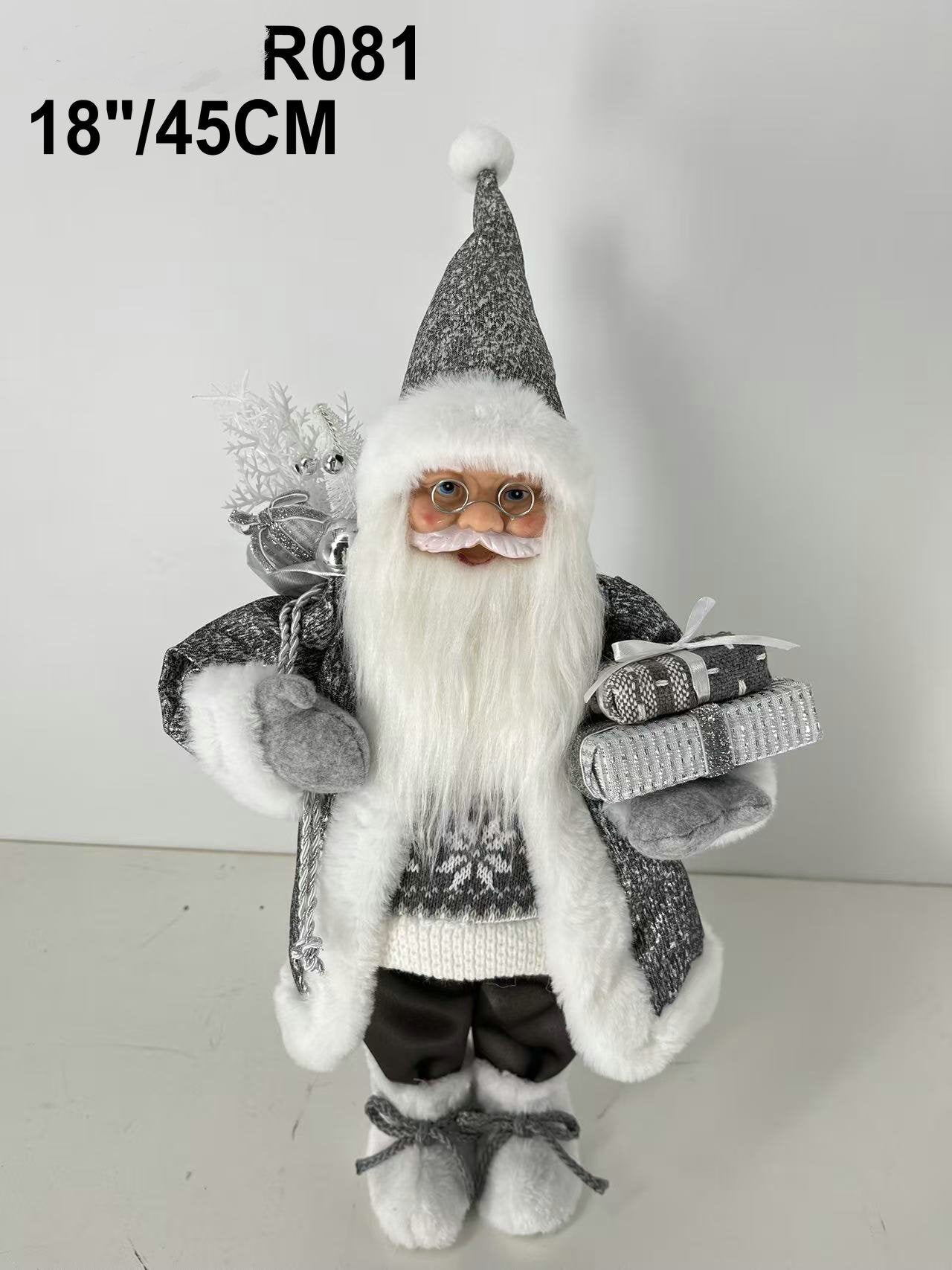 Santa Claus holding Present and Gift Bag