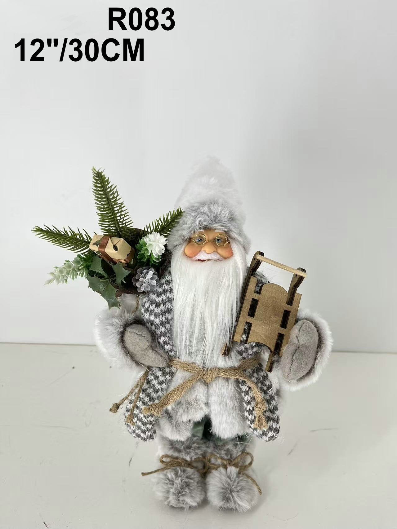 Santa Claus holding Gift Bag and Sleigh