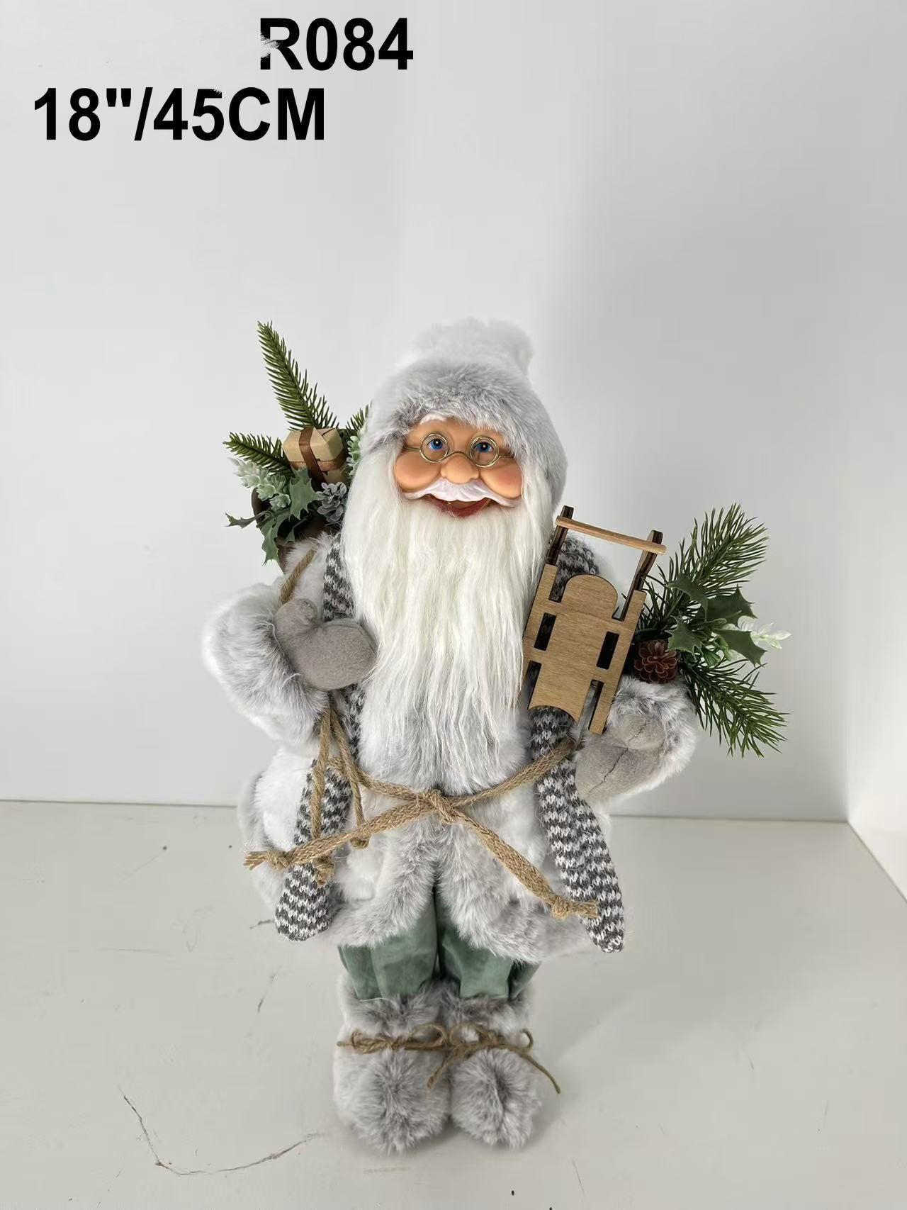 Santa Claus holding Gift Bag and Sleigh