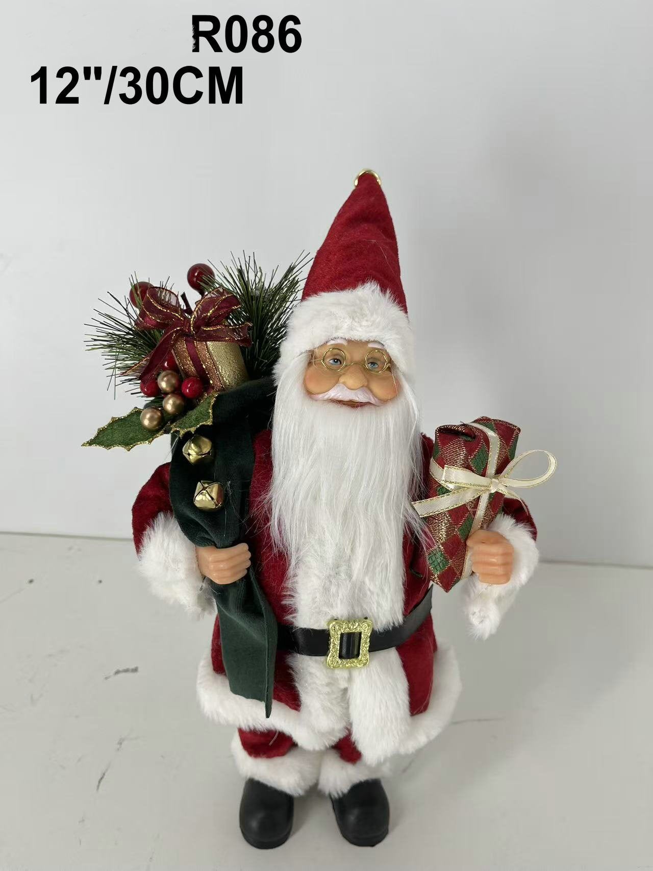 Santa Claus holding Present and Gift Bag