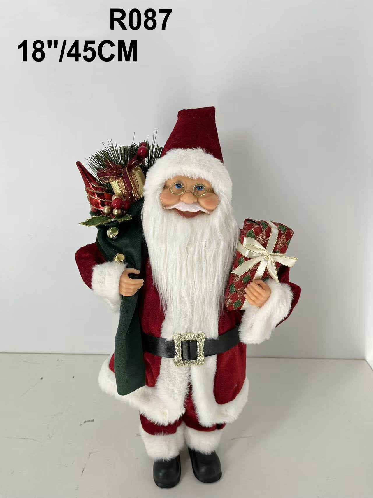 Santa Claus holding Present and Gift Bag