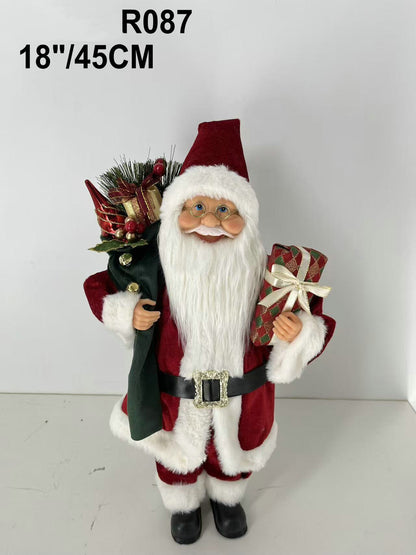 Santa Claus holding Present and Gift Bag